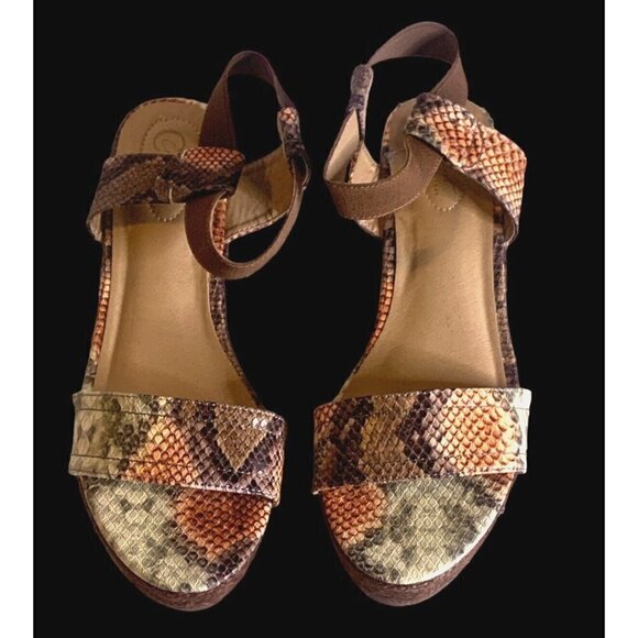 Comfort Est 1946 Womens Animal Print Platform Wedge Sandals Size 9M 4" Heel - Picture 10 of 16